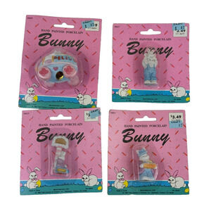 Vintage 1992 Beachwood Ltd Bunny Rabbit Easter porcelain lot of 4 figures